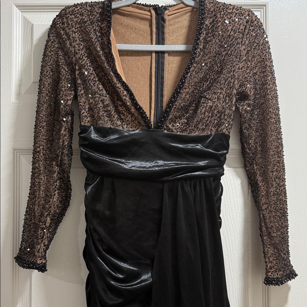 AX Paris Black and Brown Sequin Mini Dress